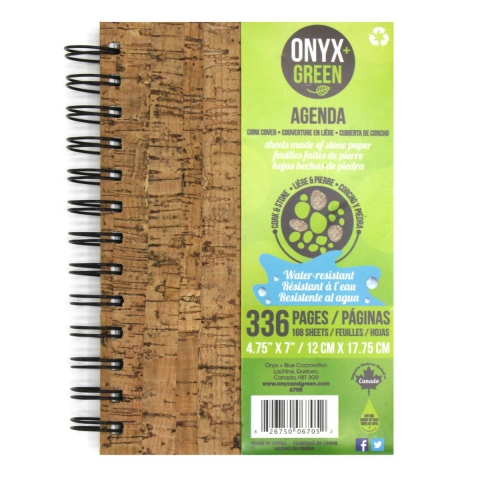 Plak opnieuw Doen Handschrift Agenda Kurk Agenda met steenpapier Onyx+Green - Kudzu eco webshop