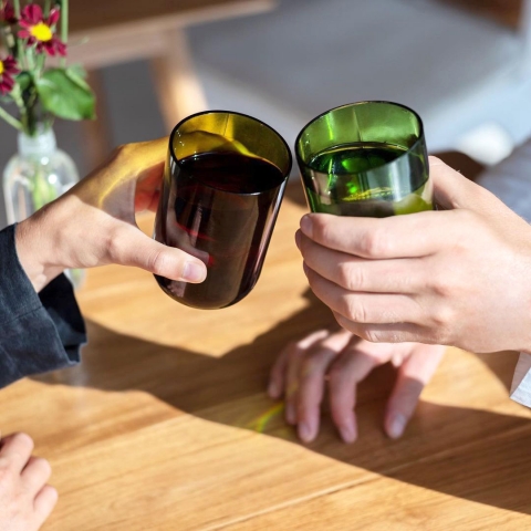Redelijk vingerafdruk Behoefte aan Mooie drinkglazen gemaakt van gerecycleerde wijnflessen - Rebottled - Kudzu  eco webshop